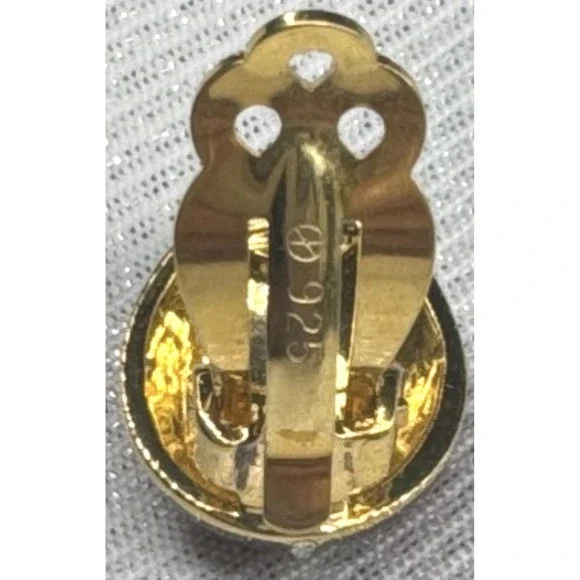 MMA 925 Sterling Ladybug Clip Earrings Red Enamel Rhinestone Vermeil - Picture 6 of 7